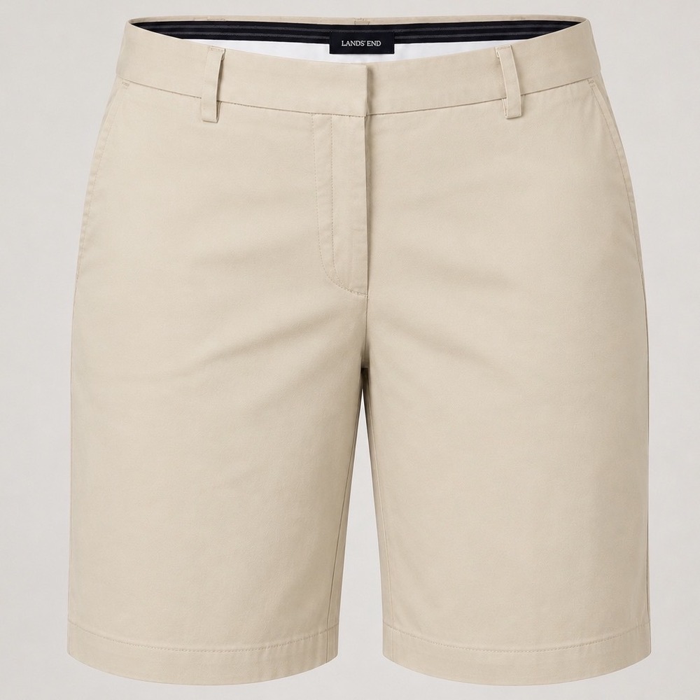 Lands End Womens 24W Khaki Chino Shorts 9 inch Inseam Stretch Casual Golfcore